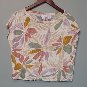 Nicole Miller Multicolor Floral Short Sleeve Top